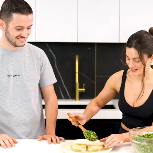 Kiara and Xhulio on Cooking with Xhulio making Lebanese Tabbouleh Salad